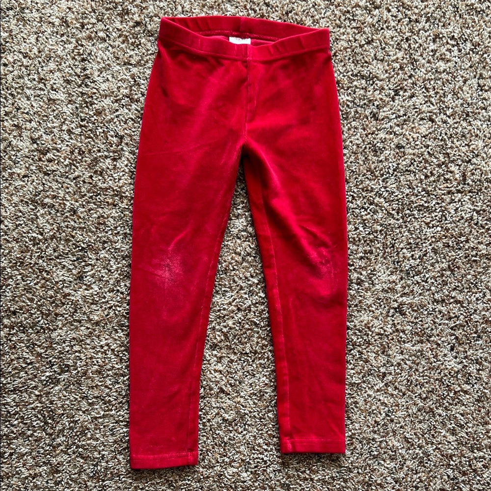 Hannah Andersson Toddler Girl Ribbed Velour Leggings Red
